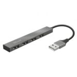 Hub USB 2.0 Trust Halyx/ 4xUSB/ Gris