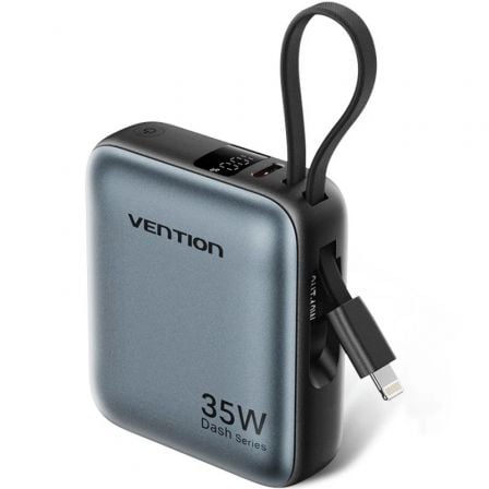 art_ven-bat20fhfn0_1.jpg Powerbank 10000mAh Vention FHFN0/ 35W/ Gris/ Incluye Cable USB TIpo-C y Lightning - Imagen 1