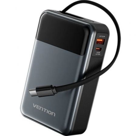 art_ven-bat20fhyb0_1.jpg Powerbank 20000mAh Vention FHYB0/ 65W/ Gris/ Incluye Cable USB Tipo-C - Imagen 1