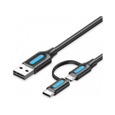 art_ven-cab20cqdbd_1.jpg Cable USB 2.0 Vention CQDBD/ USB Macho - MicroUSB Macho/ USB Tipo-C Macho/ 480Mbps/ 50cm/ Negro - Imagen 1