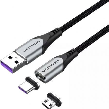 art_ven-cab20cqnhd_1.jpg Cable USB 2.0 Vention CQNHD/ USB Macho/ MicroUSB Macho - USB Tipo-C Macho/ 480Mbps/ 50cm/ Gris - Imagen 1