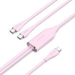 Cable USB Tipo-C Vention CTMPG/ USB Tipo-C Macho - 2 x USB Tipo-C Macho/ Hasta 100W/ 480Mbps/ 1.5m/ Rosa
