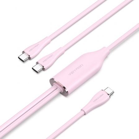 art_ven-cab20ctmpg_1.jpg Cable USB Tipo-C Vention CTMPG/ USB Tipo-C Macho - 2 x USB Tipo-C Macho/ Hasta 100W/ 480Mbps/ 1.5m/ Rosa - Imagen 1