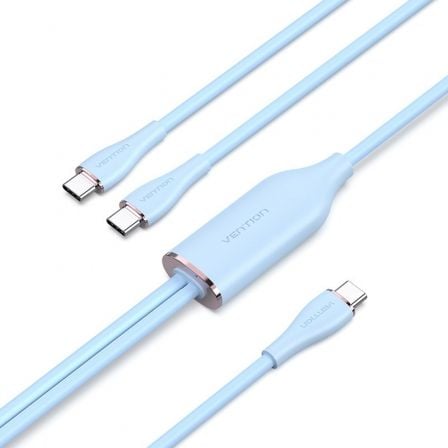 art_ven-cab20ctmsg_1.jpg Cable USB Tipo-C Vention CTMSG/ USB Tipo-C Macho - 2 x USB Tipo-C Macho/ Hasta 100W/ 480Mbps/ 1.5m/ Azul - Imagen 1
