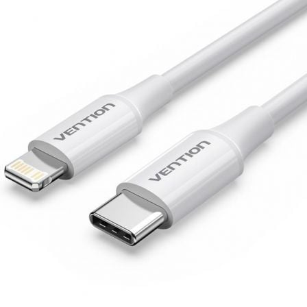 art_ven-cab20lajwf_1.jpg Cable USB 2.0 Tipo-C Lightning Vention LAJWF/ USB Tipo-C Macho - Lightning Macho/ Hasta 27W/ 480Mbps/ 1m/ Blanco - Imagen 1