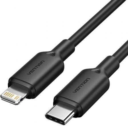 art_ven-cab20lakbf_1.jpg Cable USB 2.0 Tipo-C Lightning Vention LAKBF/ USB Tipo-C Macho - Lightning Macho/ Hasta 27W/ 480Mbps/ 1m/ Negro - Imagen 1
