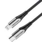 Cable USB 2.0 Tipo-C Lightning Vention TACHH/ USB Tipo-C Macho - Lightning Macho/ 480Mbps/ 2m/ Gris y Negro