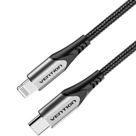 art_ven-cab20tachh_1.jpg Cable USB 2.0 Tipo-C Lightning Vention TACHH/ USB Tipo-C Macho - Lightning Macho/ 480Mbps/ 2m/ Gris y Negro - Imagen 1