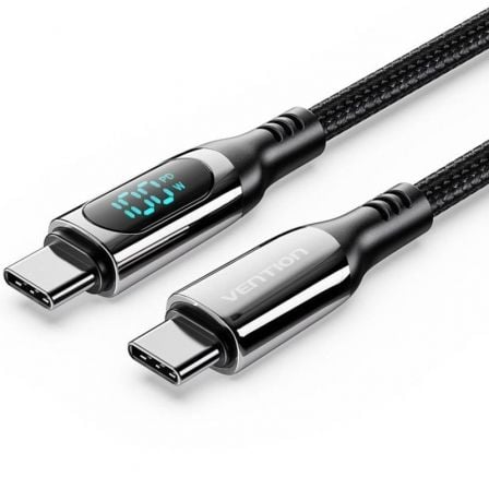 art_ven-cab20taybav_1.jpg Cable USB 2.0 Tipo-C 5A 100W Vention TAYBAV/ USB Tipo-C Macho - USB Tipo-C Macho/ Hasta 100W/ 480Mbps/ 1.2m/ con Pantalla LED/ Negro - Imagen 1