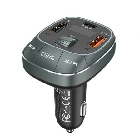 art_ven-car20fflb0_1.jpg Transmisor FM/ MP3/ Bluetooth Vention FFLB0/ 1xUSB-Tipo C/ 2xUSB/ 30W - Imagen 1
