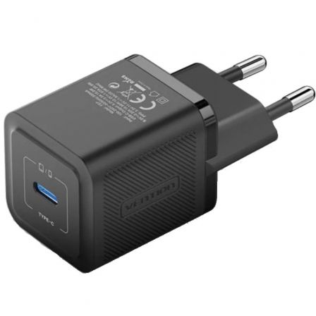 art_ven-carga20fepb0-eu_1.jpg Cargador de Pared GaN Vention FEPB0-EU/ 1xUSB Tipo-C/ 20W - Imagen 1