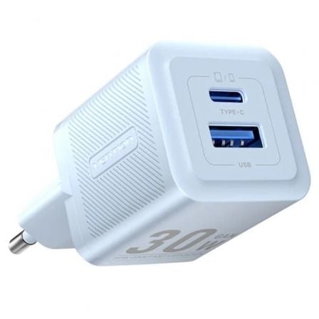 art_ven-carga20feql0-eu_1.jpg Cargador de Pared GaN Vention FEQL0-EU/ 1xUSB Tipo-C/ 1xUSB/ 30W - Imagen 1