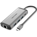Docking USB Tipo-C Vention CNDHB/ 1xHDMI 4K/ 3xUSB/ 1xUSB Tipo-C PD/ 1xRJ45/ 1xLector tarjetas/ Gris
