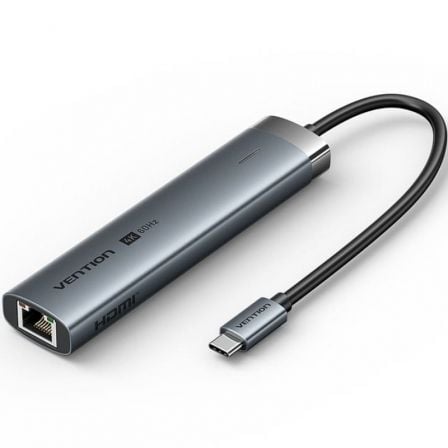 art_ven-dock20tgnhb_1.jpg Docking USB Tipo-C Vention TGNHB/ 1xUSB 3.2 Tipo-C/ 2xUSB/ 1xHDMI 4K/ 1xRJ45/ 1xUSB Tipo-C PD/ Gris - Imagen 1
