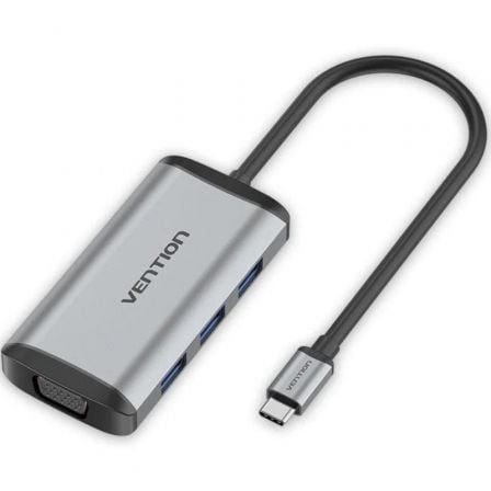 art_ven-dock20tgshb_1.jpg Docking USB Tipo-C Vention TGSHB/ 3xUSB/ 1xHDMI 4K/ 1xVGA/ 1xUSB Tipo-C PD/ Gris - Imagen 1