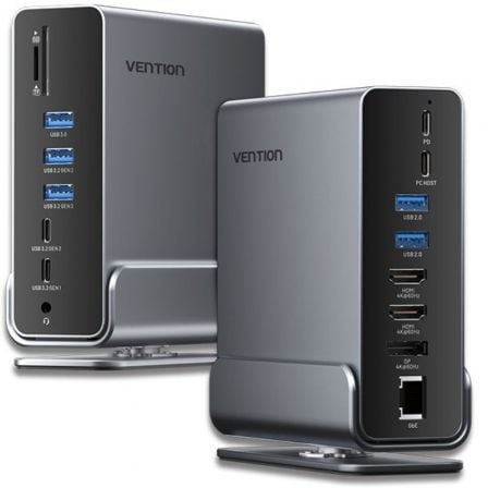 art_ven-dock20tpuh0_1.jpg Docking USB Tipo-C Vention TPUH0/ 2xHDMI 4K/ 1xDisplayPort/ 3xUSB Tipo-C/ 5xUSB/ 1xRJ45/ 1xLector de Tarjetas/ 1xJack 3.5/ 1xUSB Tipo-C PD/ Gris - Imagen 1