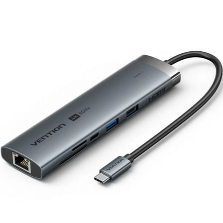 art_ven-hub20tgvhb_1.jpg Hub USB Tipo-C 3.2 Vention TGVHB/ 2xUSB/ 1xUSB Tipo-C PD/ 1xUSB Tipo-C/ 1xRJ45/ 1xLector de Tarjetas/ 1xJack 3.5mm/ 1xHDMI/ Gris - Imagen 1